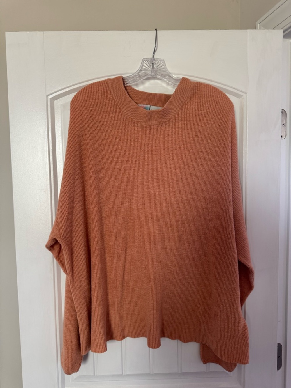 Free People Cozy Ribbed Scoop-Neck Sweater in Rust